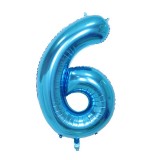 Balon din folie flippy, cifra 6, 81 cm, pentru aer sau heliu, bulk, albastru