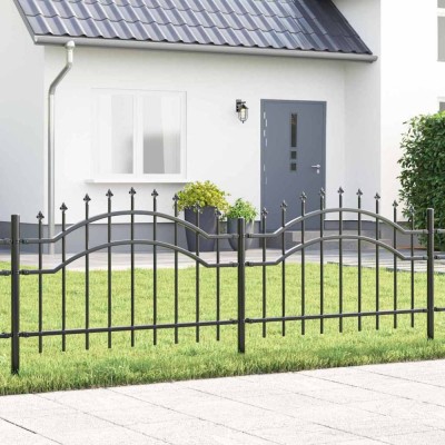 vidaXL Gard de Grădină Gri 115 cm Oțel vopsit &amp;icirc;n pulbere 42003958 foto