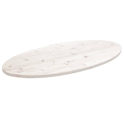 vidaXL Blat de masă, alb, 90x45x2,5 cm, lemn masiv de pin, oval 824326 foto