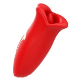 Stimulator clitoris MIA SICILIA Double Pleasure, cu funcție de vibrație și mușcătură, &icirc;n formă de trandafir, roșu