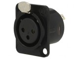 Soclu XLR Mamă 3 Pin cu Buton Negru 16A, Neutrik