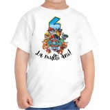 Tricou copii, aniversare La multi ani, tematica Patrula Catelusilor (Paw Patrol), pentru baieti, 4 ani