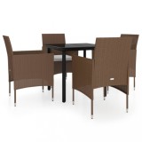 Set de servit masa pentru gradina, 5 piese, maro si negru