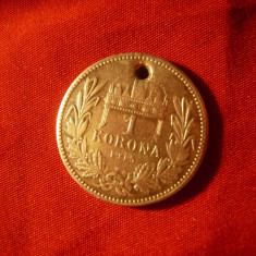 Moneda 1 koroana 1915 Ungaria Fr.Josef , argint , gaurita pt. medalion