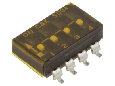 Comutator DIP-SWITCH 4 Secțiuni SMT OFF-ON 0.1A 25VDC foto