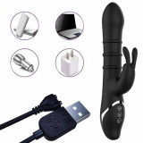 Vibrator din silicon cu mișcări stimulative de iepuraș și mișcări de sus &icirc;n jos. Senzații puternice.