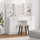 VidaXL Set masă toaletă cu LED, 3 piese, alb, lemn prelucrat