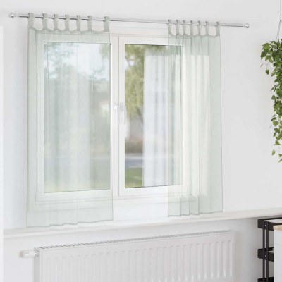 vidaXL Perdele Voile cu Bucle 2 buc Gri deschis 140x175 cm foto