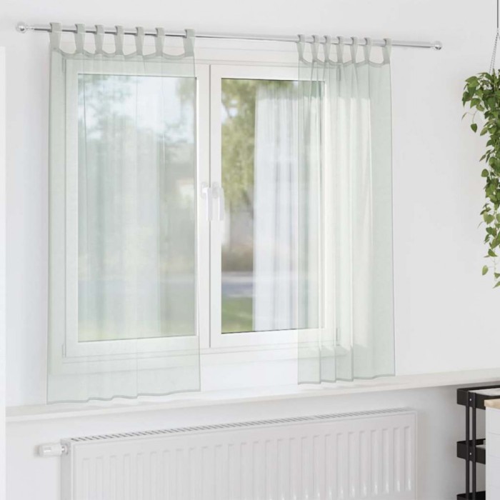 vidaXL Perdele Voile cu Bucle 2 buc Gri deschis 140x175 cm