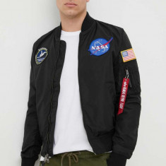 Alpha Industries geacă bomber cu două fețe bărbați, culoarea negru, de tranziție 186101.03-Black