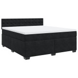 Cumpara ieftin Pat box spring cu saltea, negru, 180x200 cm, catifea
