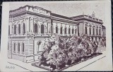Carte Postala, Arad, Liceul Moise Nicoara, desen perioada interbelica