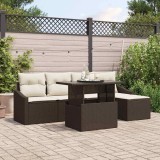Cumpara ieftin Set de canapele pentru grădină cu pernă 6 pcs maro și crem