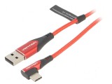 Cablu USB 2.0 A la C unghiat 1m roșu 480Mbps, Vention
