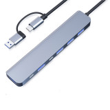 Hub USB 8 in 1 Qeno&reg; USB 3.0./USB TIP C, 4 Sloturi USB 2.0, 2 Sloturi USB TIP C