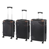 Set 3 Valize Rigide ABS Leziter TraveLux Urban XXI Negru Rose Gold Roti 360 Maner Telescopic Cod Numeric Mare Mediu Cabina