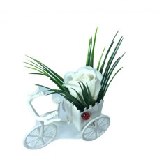 Aranjament Floral, Bicicleta, Trandafir Alb, Parfumat, Buburuza