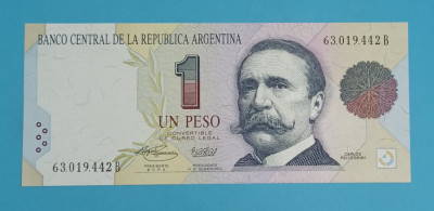 Argentina 1 Peso 1992 &amp;#039;Pellegrini&amp;#039; UNC serie: 63.019.442 B foto