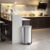Coș gunoi cu pedală EKO Della 50L, inox argintiu mat, silențios, anti-amprentă, interior plastic detașabil