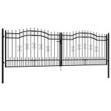 Cumpara ieftin Poarta de gard cu varf tip sulita, neagra, 406x125 cm, otel vopsit in camp electrostatic