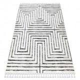 Covor SEVILLA Z788B labirint, greacă alb / antracit Franjuri Berber shaggy, 80x150 cm
