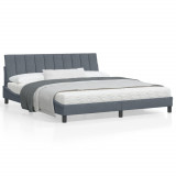 VidaXL Cadru de pat cu tăblie, gri &icirc;nchis, 180x200 cm, catifea