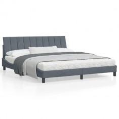 vidaXL Cadru de pat cu tăblie, gri &amp;icirc;nchis, 180x200 cm, catifea foto