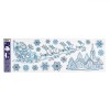 Autocolante Decorative Crăciun, Sanie și Fulgi, Bleu și Argintiu, 20x60cm, Oem