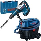 Bosch GBH 8-45 DV + GAS 12-25 PL - Rotopercutor SDS-Max 1500 W 12.5 J valiza plastic + Aspirator umed-uscat 1250 W 200 mbar 25 l priza scule electrice