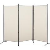HOMCOM Paravan Decorativ Interior, 3 Panouri, Metal și Poliester, 253x50x182cm, Bej | Aosom Romania