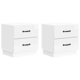 vidaXL Dulap de noapte 2 pcs Alb foarte lucios 43 x 34,5 x 44,5 cm 895224