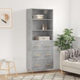 vidaXL Dulap &icirc;nalt, gri beton, 69,5x34x180, lemn compozit