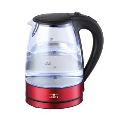 Fierbator electric LENTZ 74128, 1.7 litri, 2200W, sticla, iluminare LED, rosu