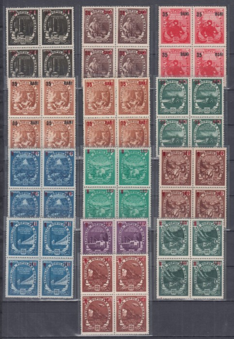 ROMANIA 1952 LP 320 PLANUL CINCINAL SUPRATIPAR BLOCURI DE 4 TIMBRE MNH