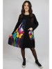 ROCHIE MIDI CU MANECA LUNGA SI BUZUNAR APLICAT BUTTERFLY VALLO TALIE UNICA Multicolora
