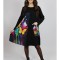 ROCHIE MIDI CU MANECA LUNGA SI BUZUNAR APLICAT BUTTERFLY VALLO TALIE UNICA Multicolora