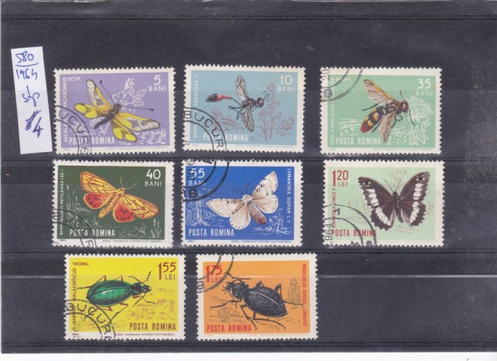 TSV @ - 1964 LP 580 INSECTE DIN FAUNA TARII NOASTRE, STAMPILAT