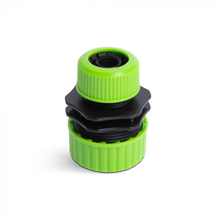 Adaptor conector pentru furtun - 1/2&quot; - 3/4&quot; - plastic - verde/negru Best CarHome