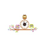 Ceas decorativ de perete, Bufnite, Ceas cu Autocolant, 55 cm, CD871