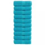 vidaXL Prosoape de baie premium SOLUND, 10 buc., turcoaz, 30x30 cm, 600 g/m&sup2;