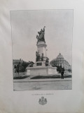 Plansa dubla(fata/verso) Bucuresti Statuia Ic.Bratianu / C.A.Rosetti Al.Lahovari