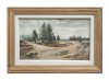Tablou vechi pictat manual inramat, Peisaj din natura, calmitate, 65x45cm ulei pe panza, Emilian Enache
