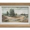 Tablou vechi pictat manual inramat, Peisaj din natura, calmitate, 65x45cm ulei pe panza, Emilian Enache