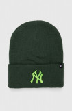 Cumpara ieftin 47brand caciula MLB New York Yankees culoarea verde, din tricot gros, 47 Brand