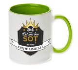 Cana maner verde personalizata &quot;Cel mai bun Sot&quot;, INOVATIX&reg;. 330ml, Oem