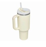 Cana termica inox cu paie, dublu perete - 1183ml alabstru deschis Handy KitchenServ