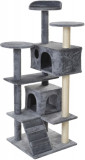 Ansamblu de joaca pentru pisici, 7 etaje, materiale ecologice, 131x58,5x49cm, 13,45kg, gri, Oem