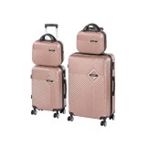 Set 5 Valize Rigide Leziter TraveLux Pro XXIII Roz-Auriu ABS, Roti 360, Cod Numeric