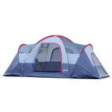 Cumpara ieftin Cort camping, 5-6 persoane, material Oxford, impermeabil, cu copertina, geanta, gri si rosu, 455x230x180 cm, ART