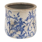 Cumpara ieftin Set 2 ghivece flori ceramica alba albastra 12x11 cm